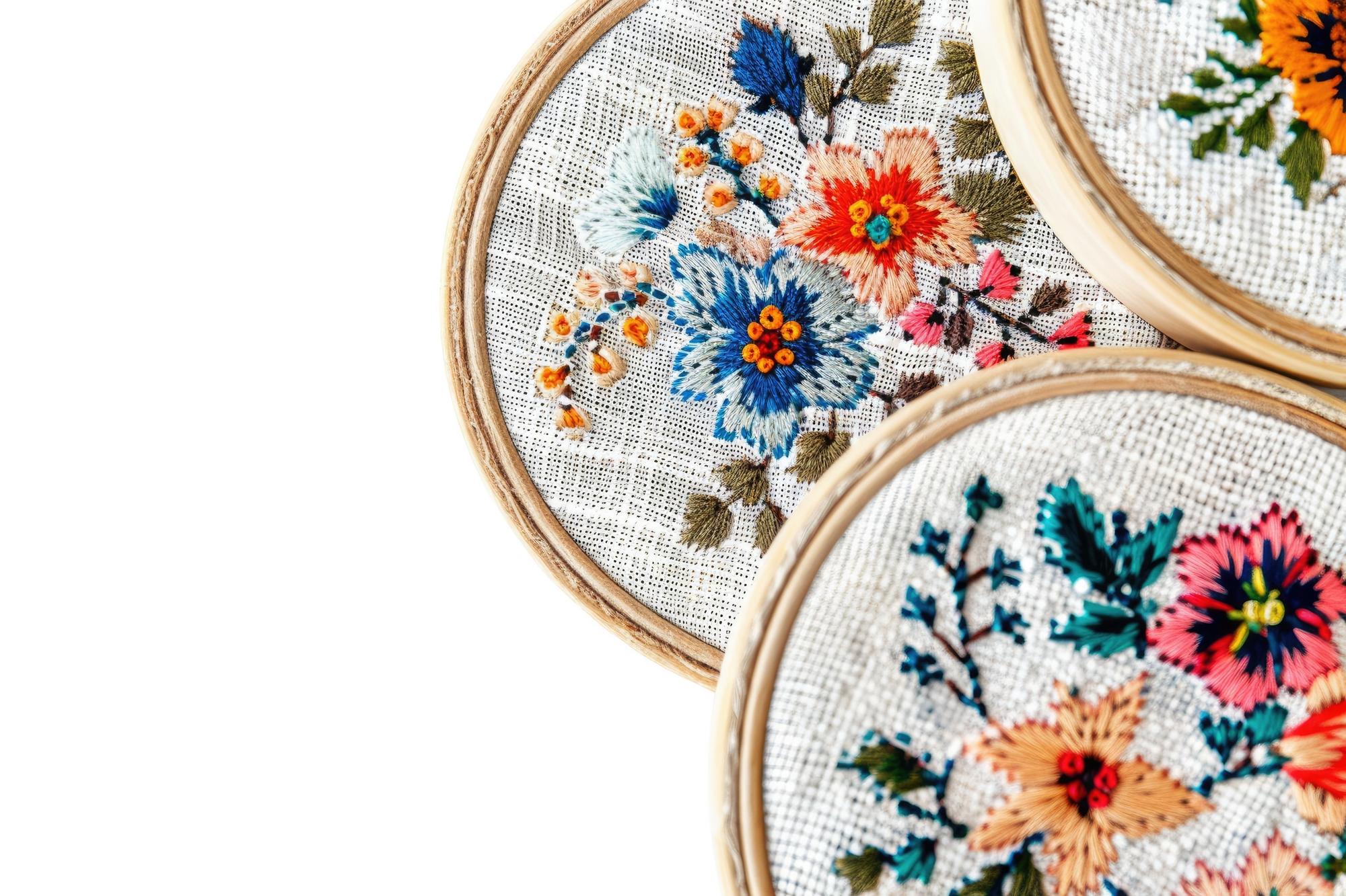 duży detal haftowanego motywu florystycznego